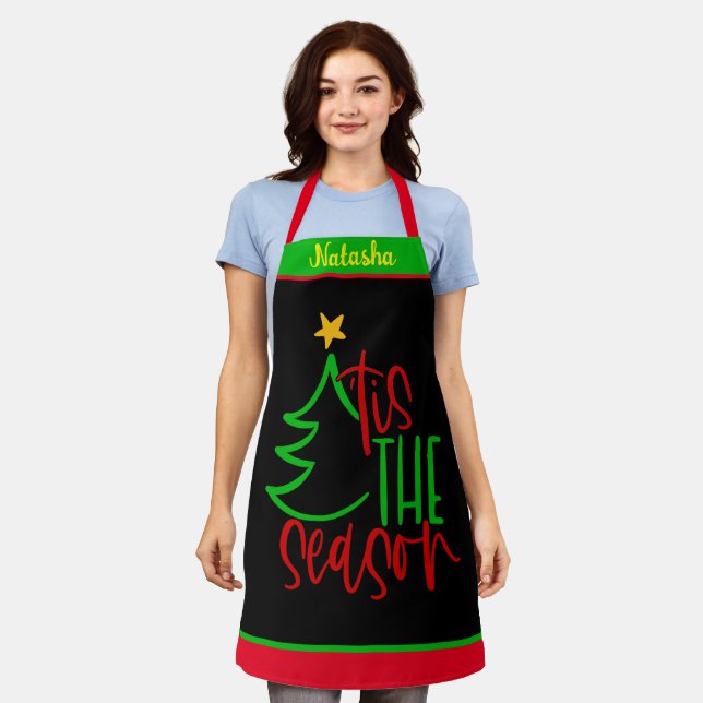 Custom Name Personalized Christmas Tree Aprons (Worn)