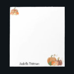 Custom Name Personalized Fall Pumpkins Notepad<br><div class="desc">Customizable name notepad stationery with painted fall pumpkins with faux glitter.</div>