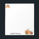Custom Name Personalized Fall Pumpkins Notepad<br><div class="desc">Customizable name notepad stationery with painted fall pumpkins with faux glitter.</div>