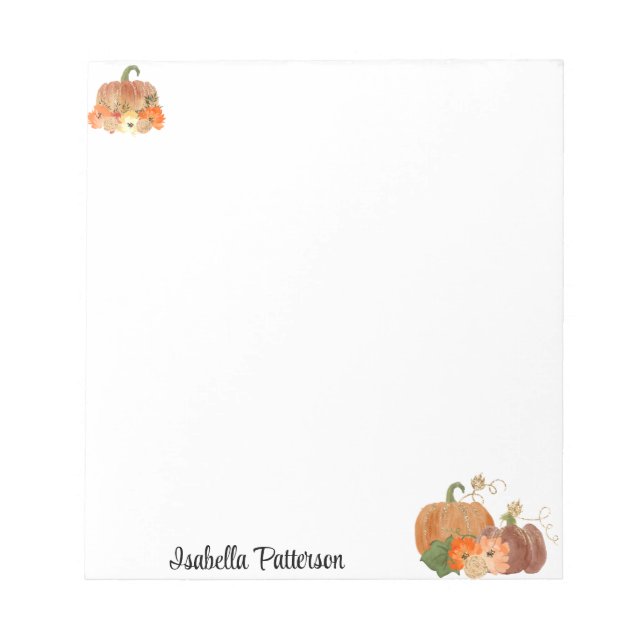 Custom Name Personalized Fall Pumpkins Notepad  (Front)