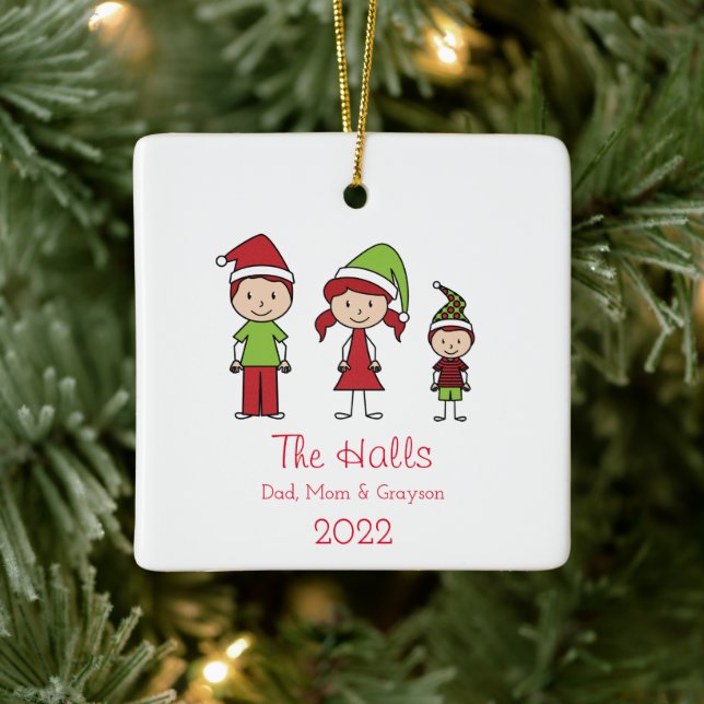 Custom Name Personalized Family Christmas Ceramic  Ceramic Ornament (Tree)