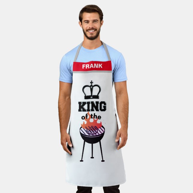 Custom Name Personalized Funny King of the Grill Apron (Worn)