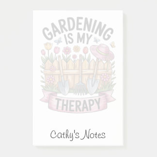 Custom Name Personalized “Gardening Is Therapy" Post-it Notes