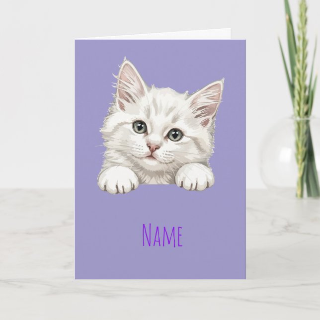 Custom Name Personalized Kitten Art Gift Card (Front)