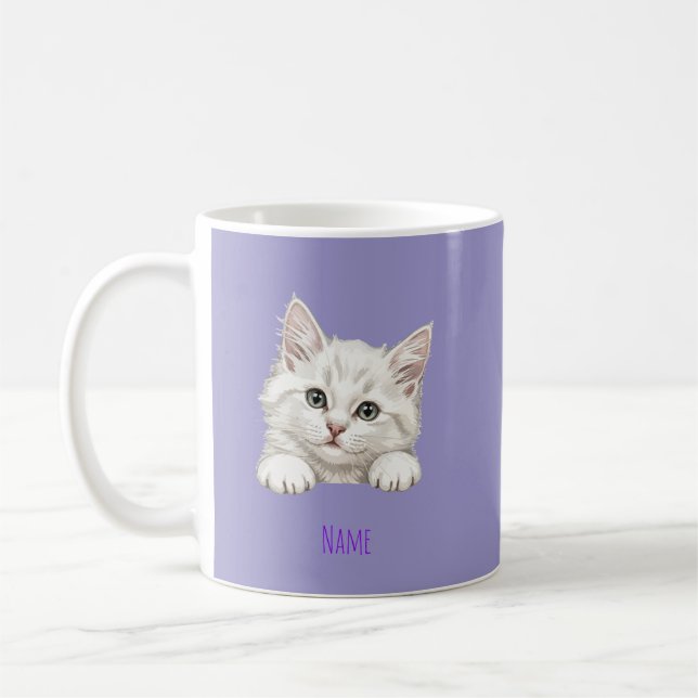 Custom Name Personalized Kitten Art Gift Coffee Mug (Left)
