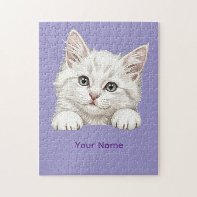 Custom Name Personalized Kitten Art Gift Jigsaw Puzzle (Vertical)