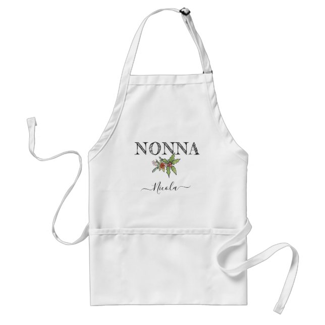 Custom Name Personalized Nonna Apron With Pockets (Front)