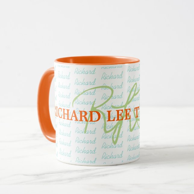 Custom Name personalized orange typography Mug (Front Left)