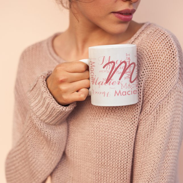 custom name personalized pink typography coffee mug (Creator Uploaded)