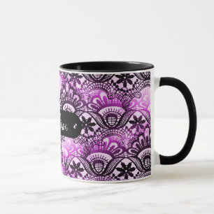 Custom Name Personalized Purple Lace Damask Mug