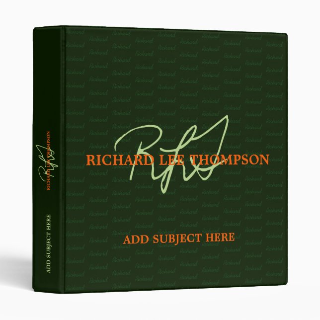 custom name personalized typography monogram binder (Front/Spine)