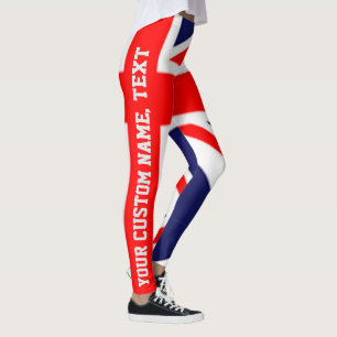 Custom Name Personalized Union Jack British Flag Leggings