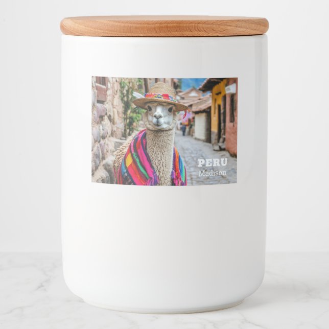 Custom Name Peru Llama Food Label (Front)