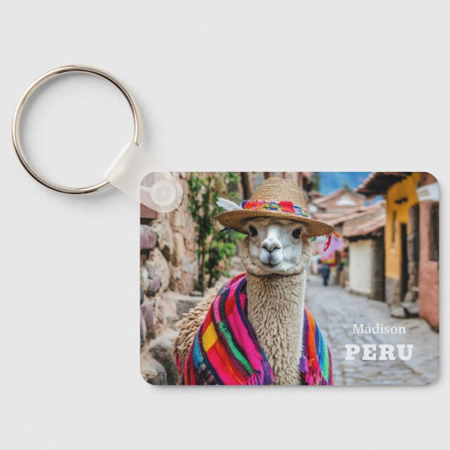 Custom Name Peru Llama Keychain (Back)