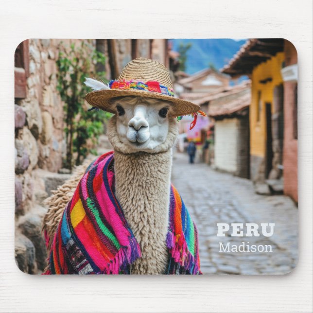 Custom Name Peru Llama Mouse Pad (Front)