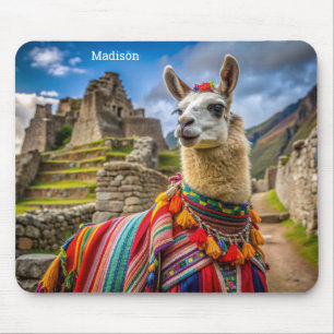 Custom Name Peru Llama Mouse Pad