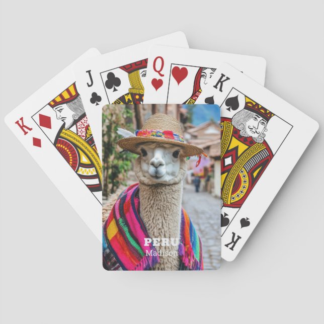 Custom Name Peru Llama Playing Cards (Back)
