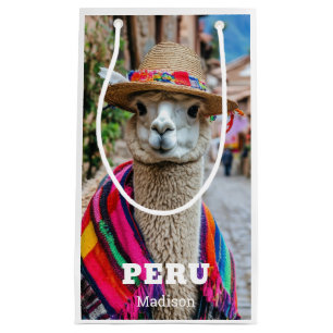 Custom Name Peru Llama Small Gift Bag