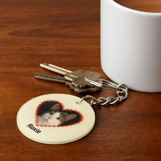 Custom name pet photo paw prints keychain
