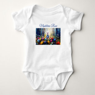 Custom Name Peter Easter Bunny with Easter Eggs Baby Bodysuit