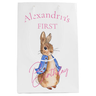 Custom Name Peter First Birthday  Medium Gift Bag