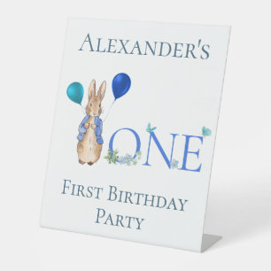 Custom Name Peter the rabbit 1st Birthday Pedestal Sign