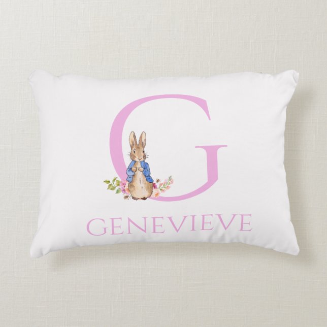 Custom Name Peter the Rabbit Accent Pillow (Front)