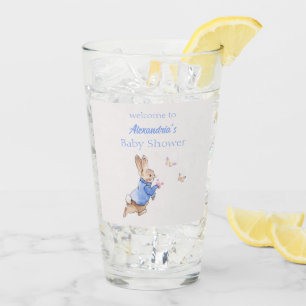 Custom Name Peter the rabbit Baby shower   Glass