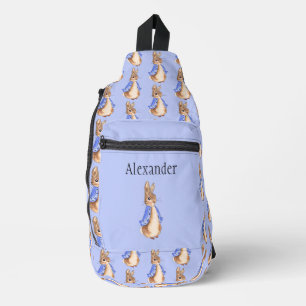 Custom Name Peter the rabbit blue background Sling Bag