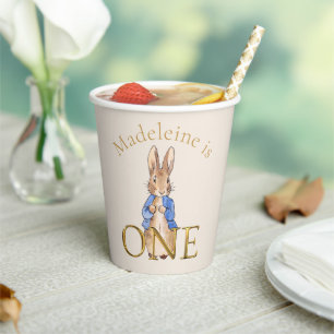 Custom Name Peter the rabbit First Birthday ONE Paper Cups