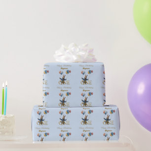 Custom Name Peter the Rabbit First Birthday Wrapping Paper