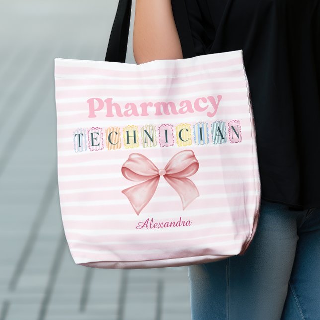 Custom Name Pharmacy Technician Coquette  Tote Bag (Creator Uploaded)