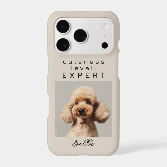Custom Name Photo Cute Dog Fun Phrase Sand Beige  (Back)