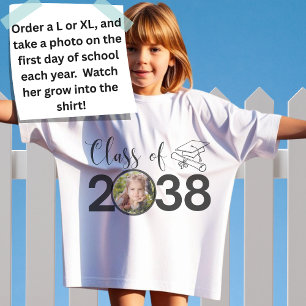 Custom Name, Photo, Handprint Class of 2038  T-Shirt