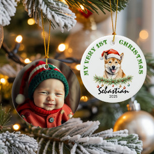 Custom Name & Photo Keepsake with Cute Aus Dingo Ceramic Ornament