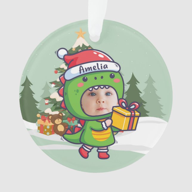 Custom name + photo message me-Christmas Ornament (devant)