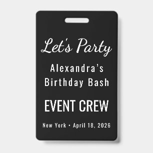 Custom Name Photo QR Code Birthday Party Staff Badge
