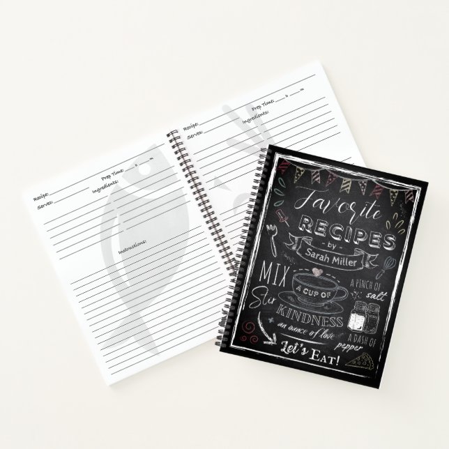 Custom Name & Photo Recipe Keeper Chalkboard  Notebook (Inside)