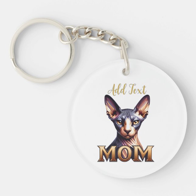 Custom Name Photo Sphynx Cat Mom Personalized  Keychain (Front)