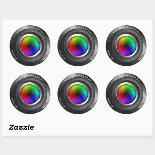 Custom Name Photographer Colour Wheel Camera Lens Classic Round Sticker