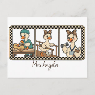 Custom Name Physical Therapist Goose Retro Funny Postcard