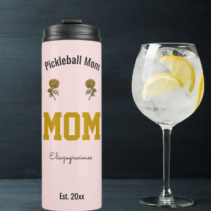 Custom Name Pickleball Mom Modern Sports Gift Pink Thermal Tumbler