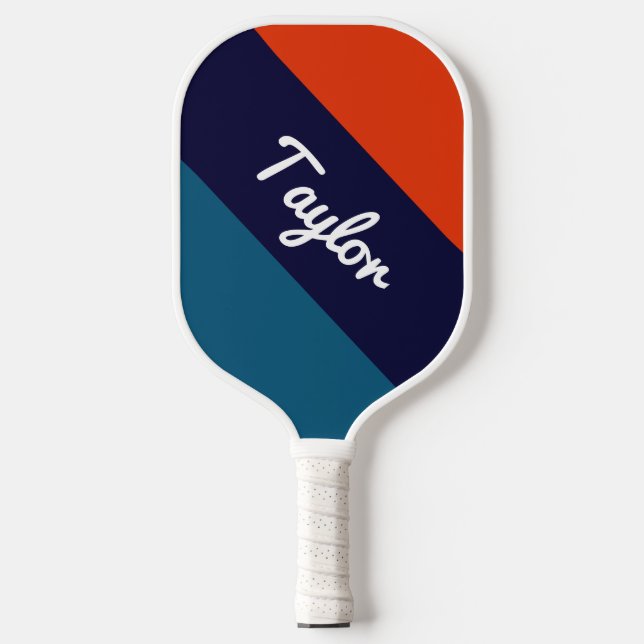 Custom Name Pickleball Paddle Striped Retro (Front)
