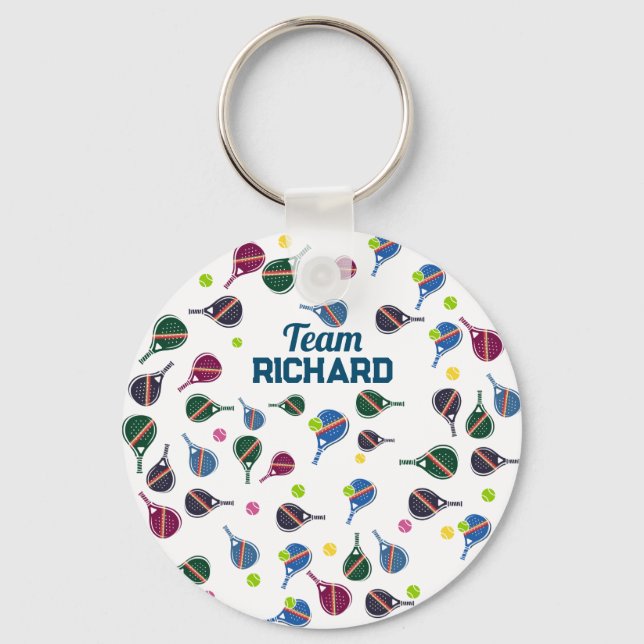 Custom Name Pickleball Sports Team Colorful  Keychain (Front)