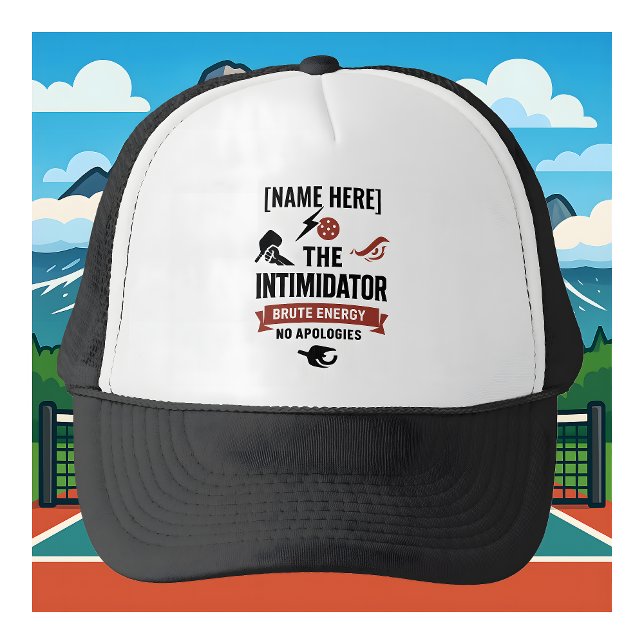 Custom Name Pickleball Trucker Hat The Intimidator (PICKLEBALL PERSONALIZED NAME TRUCKER HAT)