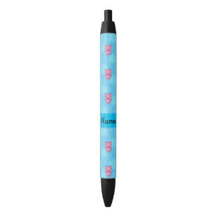 Custom name pig light blue snowflakes black ink pen