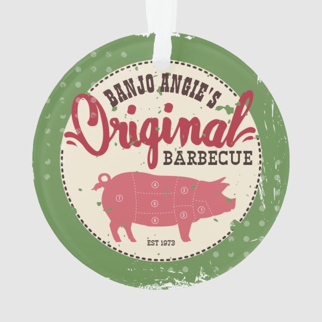Custom name pig pork meat BBQ Christmas ornament (Back)