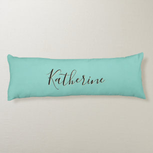 Custom Name Pillow Turquoise Yellow Black Stripes