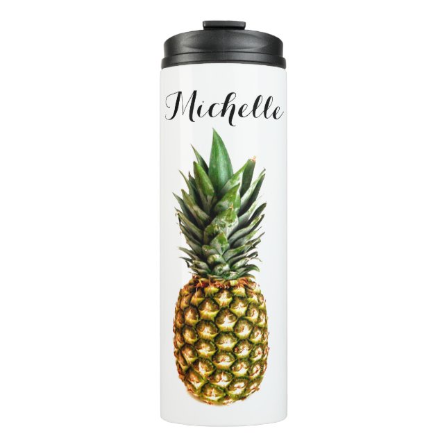 Custom name pineapple lovers thermal tumbler mug (Front)