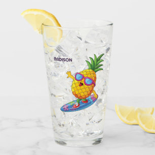 Custom Name Pineapple Surfer Glass